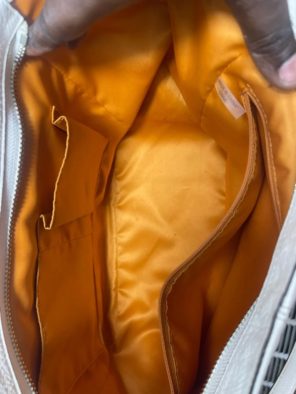 Coach White pebbled shoulder Leather Tote with Tan Accent Charm